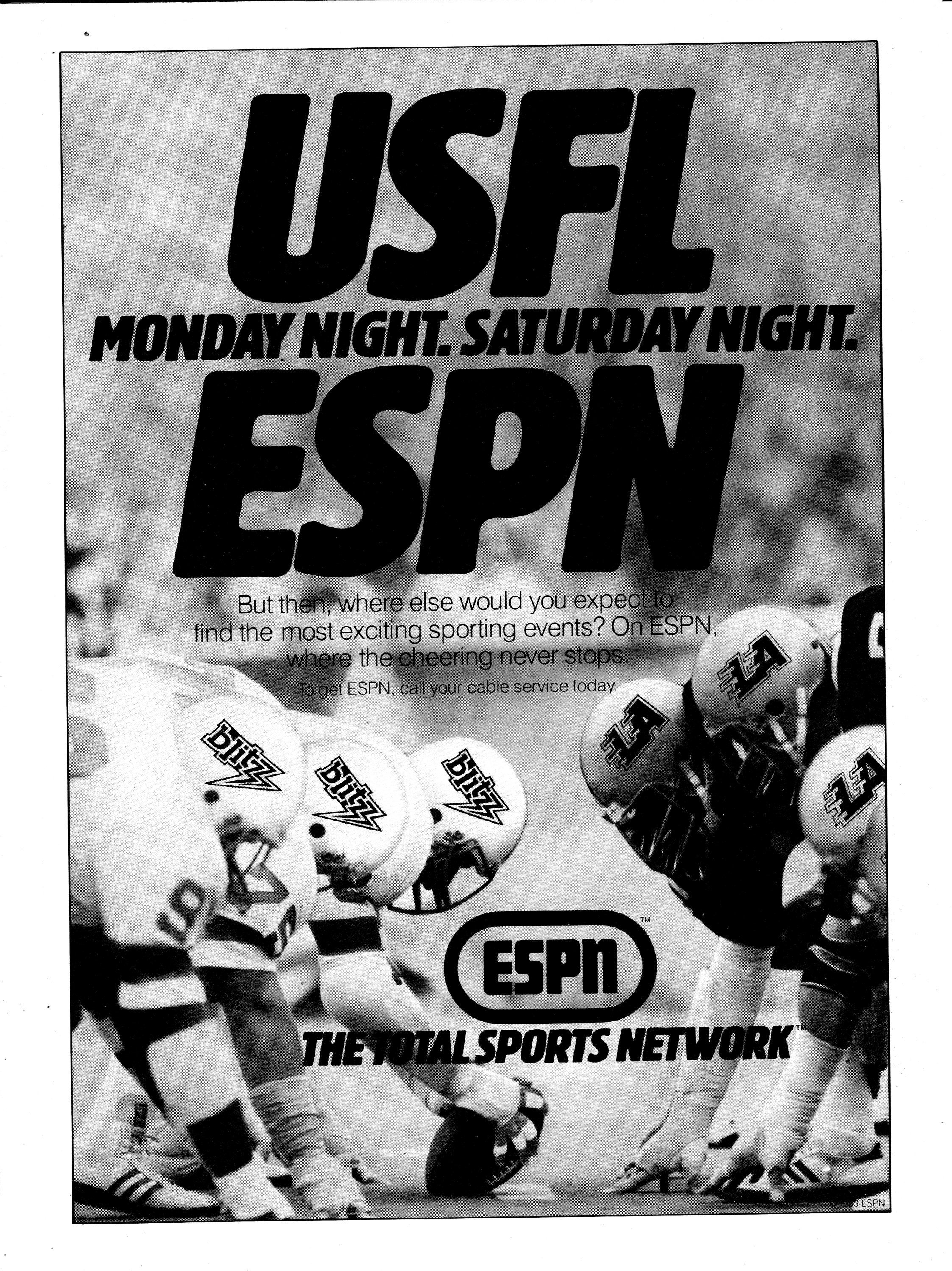 1983 USFL on ESPN Football Monday Saturday Night Original