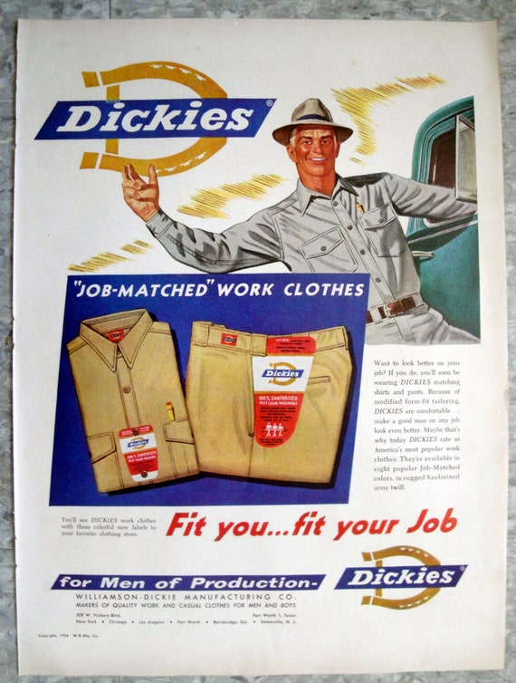 1954 Dickies Work Job Matched Shirt Pants Original - Hong Kong