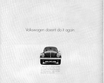1969 VW-Beetle-VW DOESN'T Do It Again-Ugly As Ever Original 13.5 * 10.5 Magazine Ad