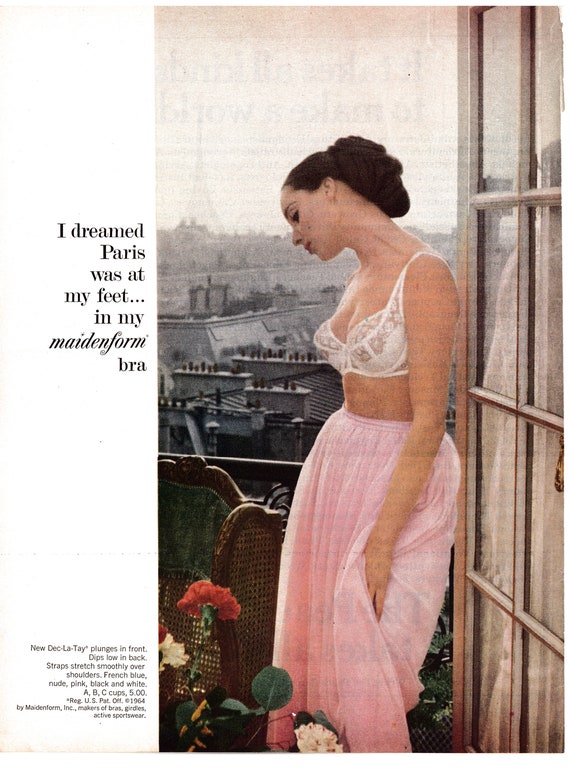 1965 Maidenform Bra-Dreamed Paris Was At My Feet-Original 13.5 * 10.5  Magazine Ad