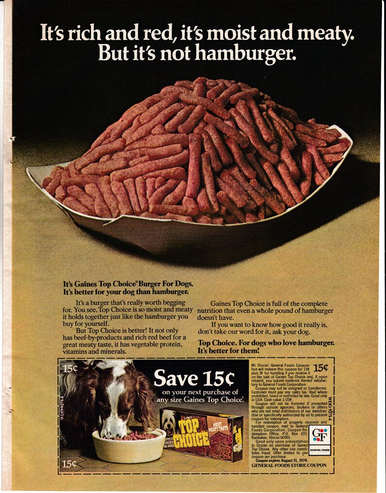 1973 Gaines Top Choice Burgers for Dogspet Etsy