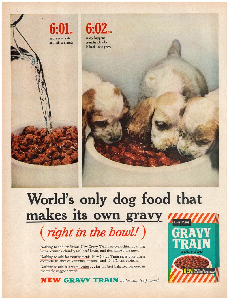 1961 Cockapoo Puppies Gravy Train Dog Food Original 13.5 Etsy