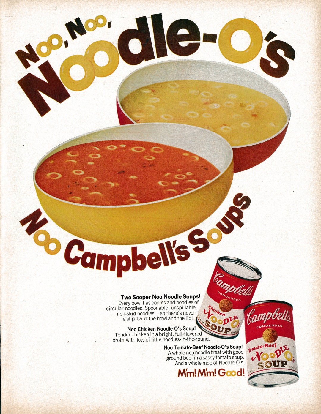 1968 Campbell's Noodle Soup Beef Chicken original 13.5 - Etsy