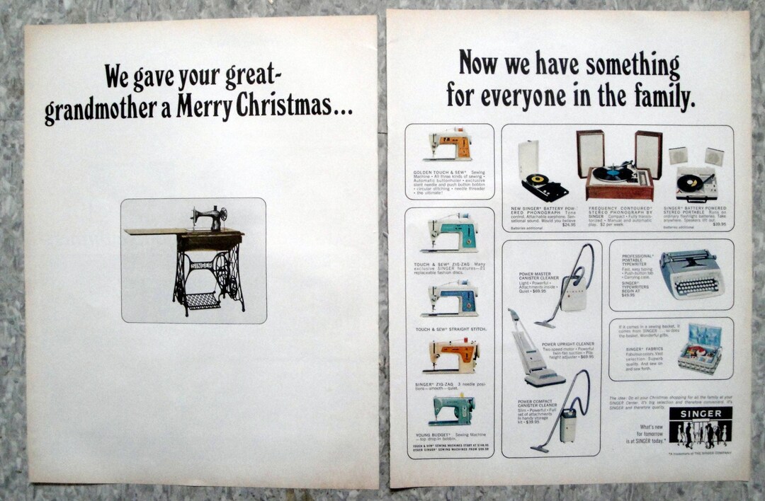1966 Singer Sewing Centersxmas Product Line Original 2 Page Etsy