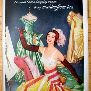 1955 Maidenform Bra Ad I Dreamed I was a Designing woman in my