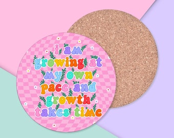 Positive Affirmation Coaster ~ Cute Colourful Homeware, Thank You Gift, Friend, Feminist Art, Self Love, Self Care, Positivity Gift