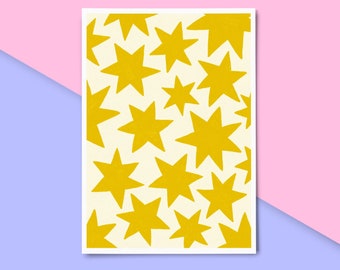 Star Art Print ~ Star Pattern Wall Art, Colourful Positive Affirmation Print, Aesthetic Home Decor, Kids Wall Art, Funky Groovy Poster