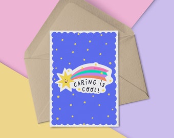 Caring is Cool Greeting Card~ Feminist Self Love Positivity Cards