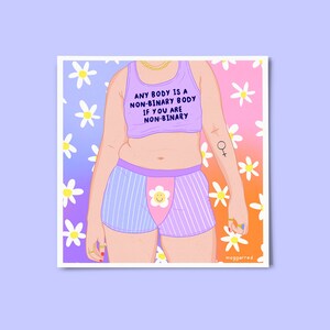 Non-binary Print ~ Nude Body Positive & Self Love Art, Feminist Wall