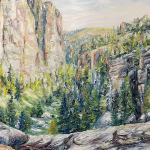 PARADISE FALLS | 16 x 20 inch Original Oil Painting of the Bighorn Mountains, Wyoming