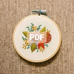 Floral embroidery pattern PDF - &#39;Lizzie&#39; design