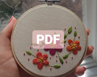 Floral embroidery hoop PDF - 'Samara' design