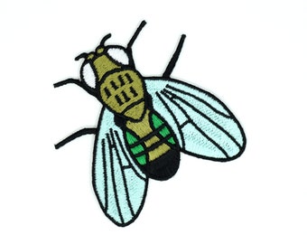 Fruit Fly Embroidered Patch -- Ebony Drosophila – Science Iron-on Patch | Biology Embroidery | Gift for scientist, student, teacher