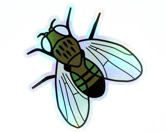 Fruit Fly Holo Sticker -- Ebony Drosophila melanogaster – Science Genetics Sticker | Biology Vinyl Decal | Gift for scientist or student