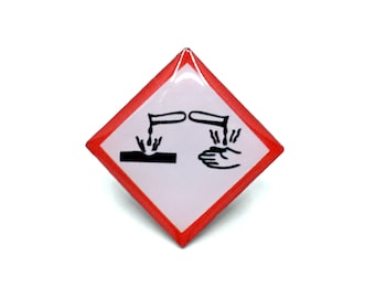 Chemical Hazard Pin  – Corrosive Chemistry Flair | Laboratory Lapel Pins | Nerdy Science Badges | Gift for scientist, student, chemist