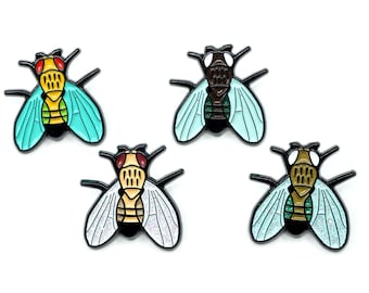 Fruitfly Enamel Lapel Pin 4pc Set -- Drosophila melanogaster | Science Enamel Pin | Biology Flair | Gift for scientist, student, teacher