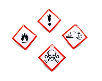 Chemical Hazard Pin Set – Chemistry Flair | Laboratory Lapel Pins | Nerdy Science Badges | Gift for scientist, student, chemist