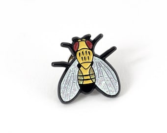 Fruitfly Enamel Pin -- Drosophila melanogaster – Glitter | Science Pin | Biology Pin | Genetics | Gift for scientist, teacher, student