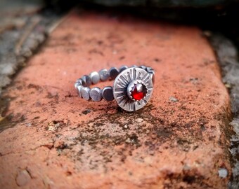 Starburst Garnet Sterling Silver Ring