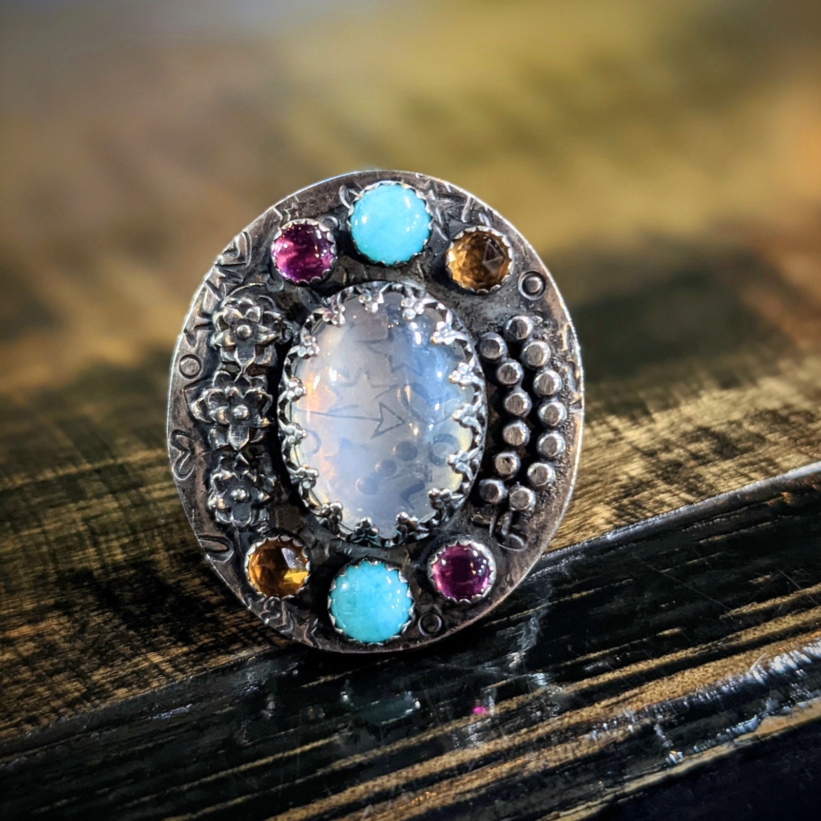 Rainbow Cloud Dream Ring Citrine and Pink Sapphire
