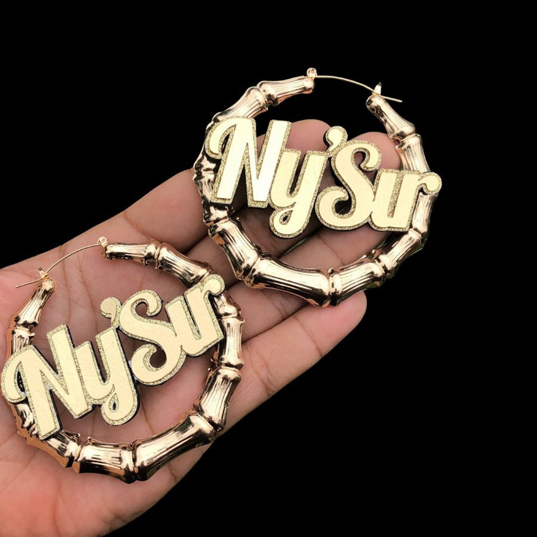 Name Earrings Custom Earrings Name Plate Earrings Name Etsy