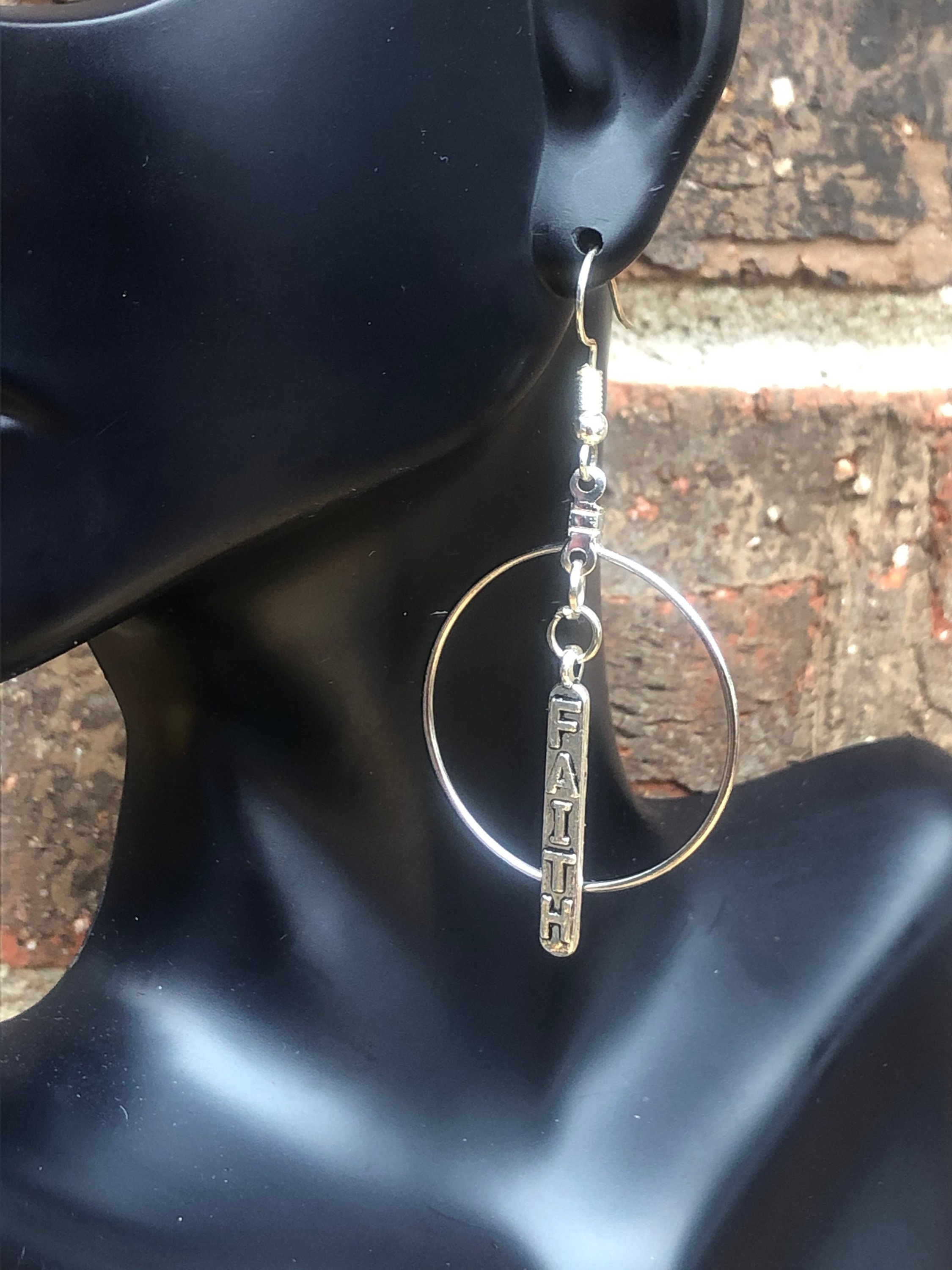 Faith Hoop Earrings Faith Earrings Faith Jewelry Christian Etsy