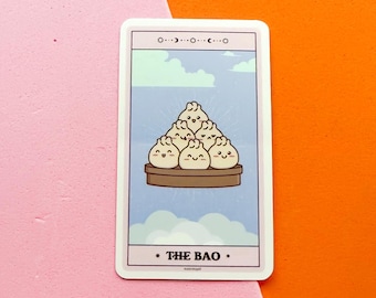 Asian Tarot Card Sticker, Bao Dumpling Vinyl Sticker, Asian Food Sticker, Asian Culture, Chinese Food