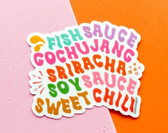 Asian Condiments Vinyl Sticker, Asian Food Sticker, Cute Laptop and Water Bottle Stickers