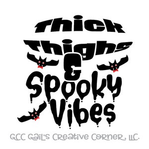 GCC Thick Thighs and Spooky Vibes is a cut file for use in your Cricut or Silhouette machines contains a png, svg, eps file.