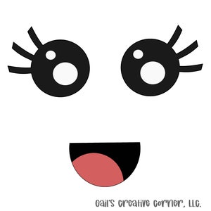 Simpatico volto Kawaii contenente un file di taglio in formato SVG, PNG, DXF, EPS da utilizzare con il tuo Cricut, Silhouette o qualsiasi altra macchina che accetta questi formati.