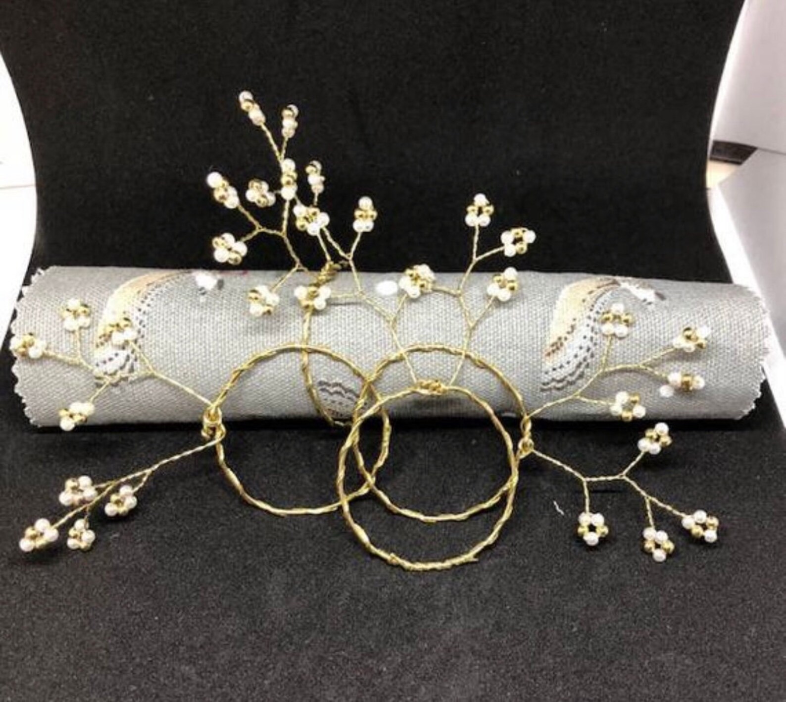 Gold and Pearl Napkin Rings Set of 6 Etsy