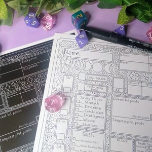 RPG 5e Character Sheet Stars and Moon
