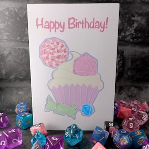 RPG Cupcake D20 Happy Birthday Grußkarte