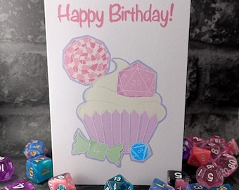 RPG Cupcake D20 Joyeux anniversaire Carte de vœux