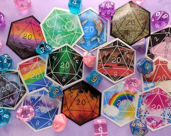 Mystery D20 Polyhedral Dice Stickers