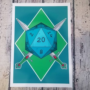 D20 Zwaard RPG Wall Art Print