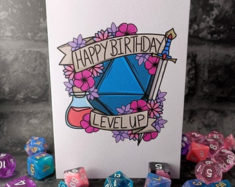 RPG D20 Joyeux anniversaire Niveau supérieur Carte de vœux