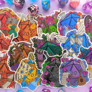 Adesivos de dados poliédricos RPG Classe D20 RPG