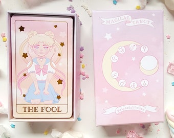 Sailor Moon Full 78 Card Magical Girl Moonie Tarot Deck With Gold Foil and Guidebook