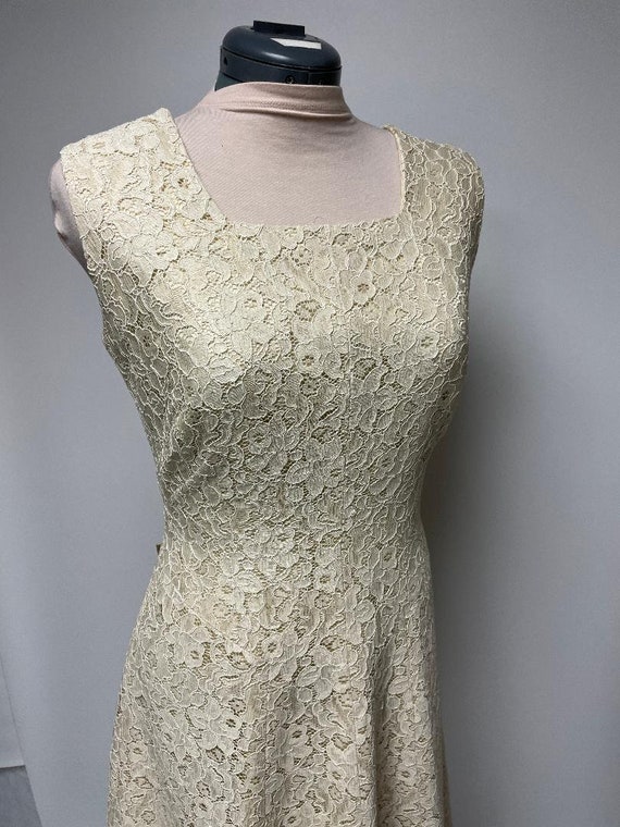 1950's Ecru Lace Party Dress Sleeveless Wedding D… - image 5