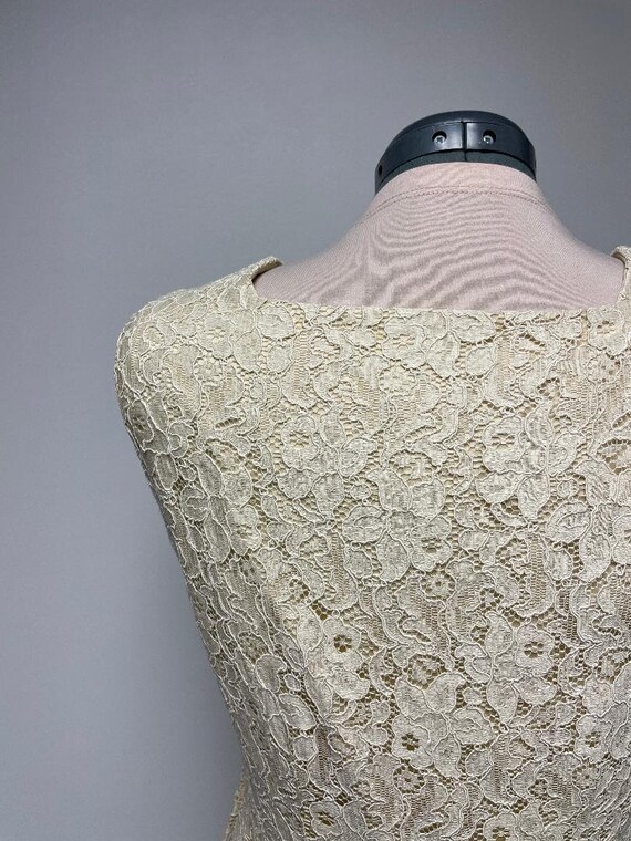 1950's Ecru Lace Party Dress Sleeveless Wedding D… - image 10