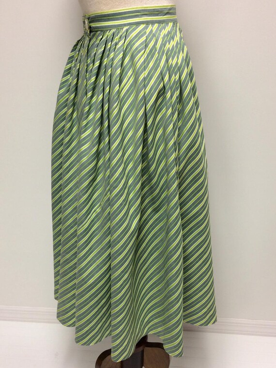 Vintage 1950's Skirt | Green, Grey, Chartreuse | … - image 4