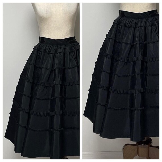 1950's Black Taffeta Party Dancing Full Circle Sk… - image 1