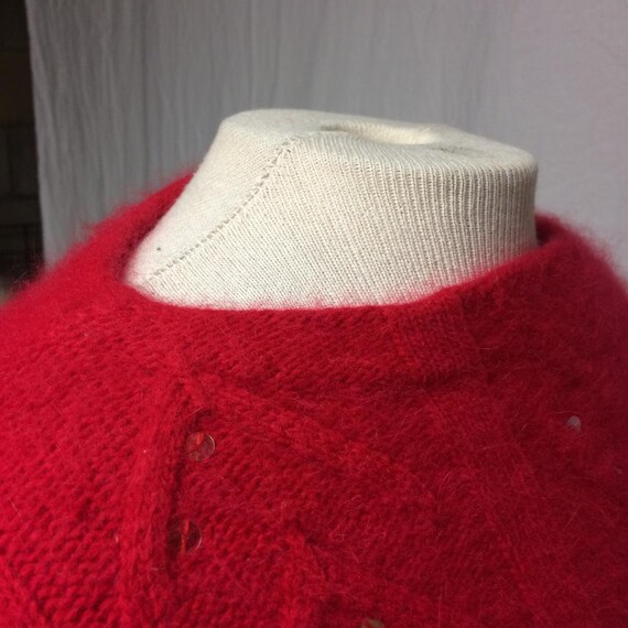 1950's | Sweater | Vintage Red | Angora, Lambswoo… - image 4