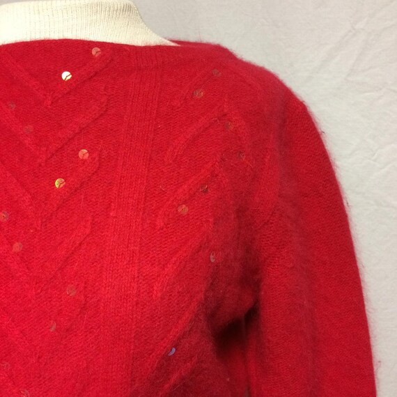 1950's | Sweater | Vintage Red | Angora, Lambswoo… - image 3