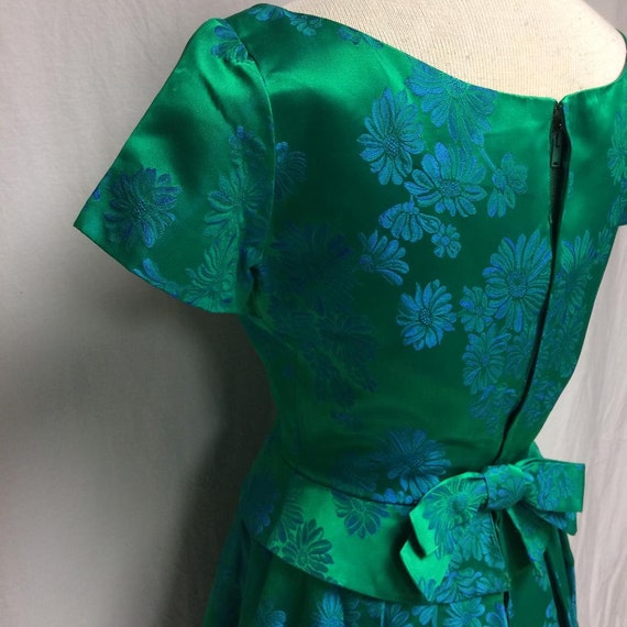 1950's Green/Blue Satin Damask Dress | RAPPI | Pe… - image 5