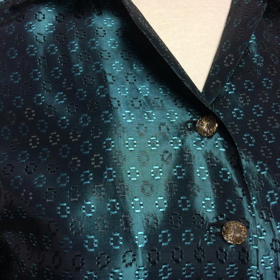 1950's Teal Taffeta Dress | Reverse Thread Geomet… - image 3