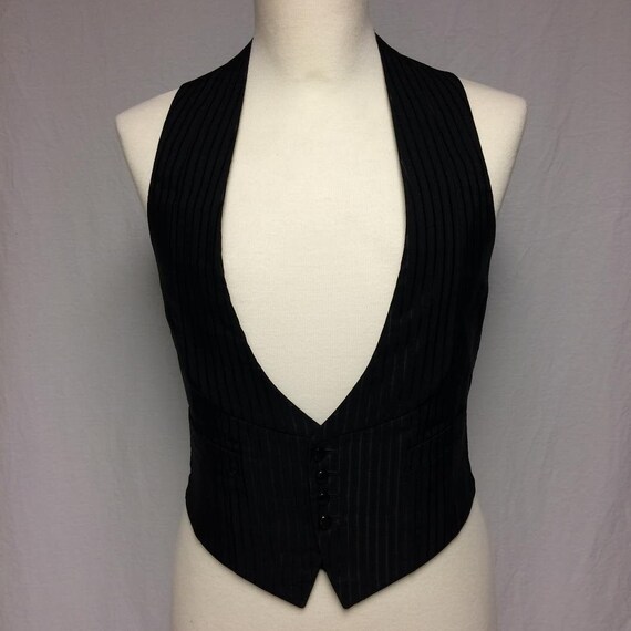 Man's 1930's Black Silk Faille Tuxedo Vest Sm