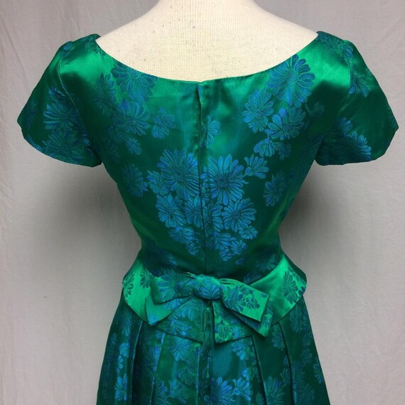 1950's Green/Blue Satin Damask Dress | RAPPI | Pe… - image 4