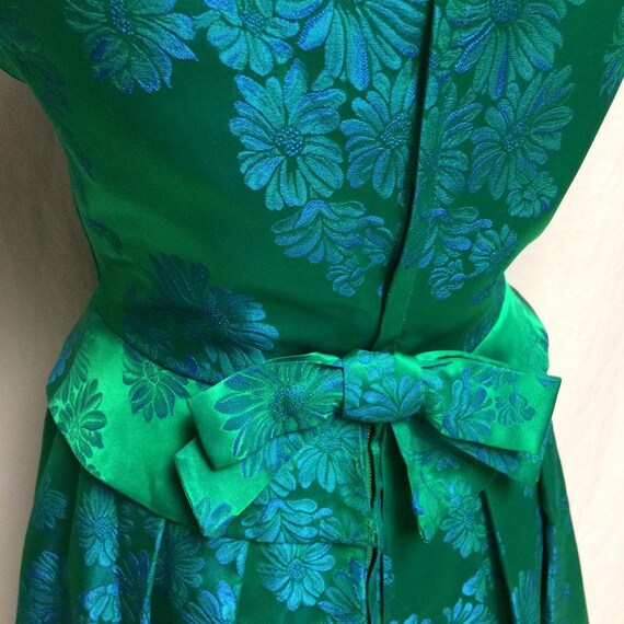 1950's Green/Blue Satin Damask Dress | RAPPI | Pe… - image 6